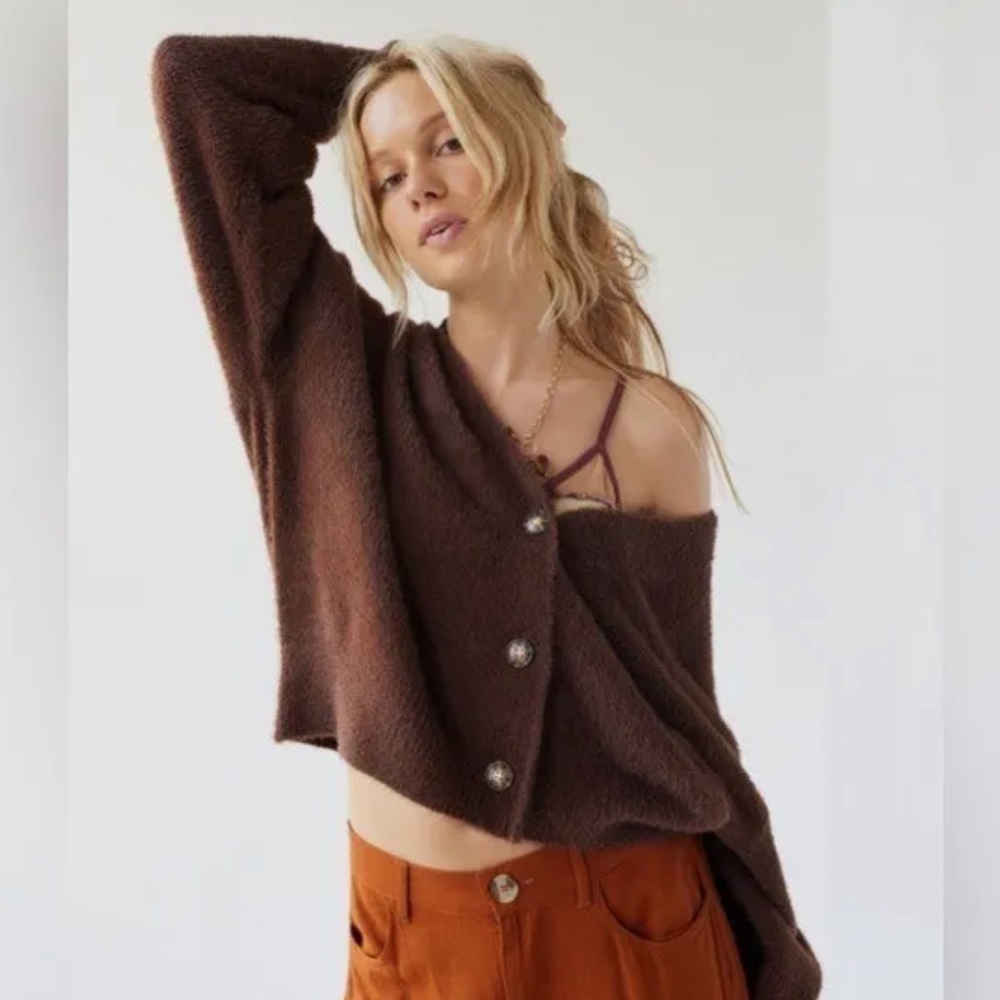 UO Thea Fuzzy Cardigan